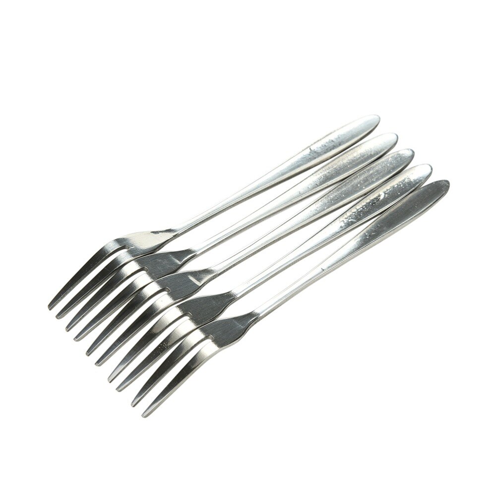 5 stk / posere rustfritt stål fruktgaffel til tenner liten gaffel til lunsj Vest servise frukt til vannmelon tomat biff