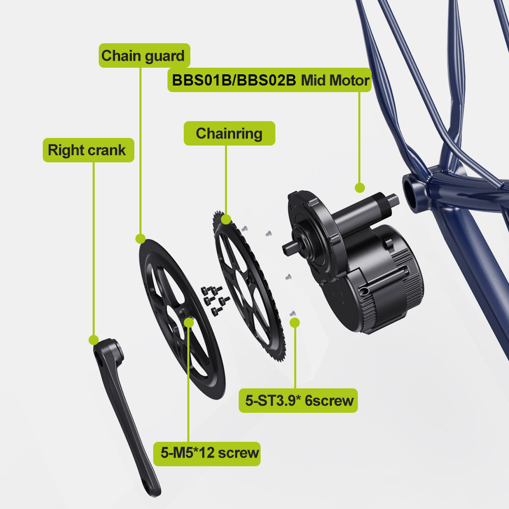 Bafang BBS01 BBS02 Electric Bike Chain Wheel Replacement Chainring Guard 44T 46T 48T 52T Chain Teeth for BBS01B BBS02B Motor