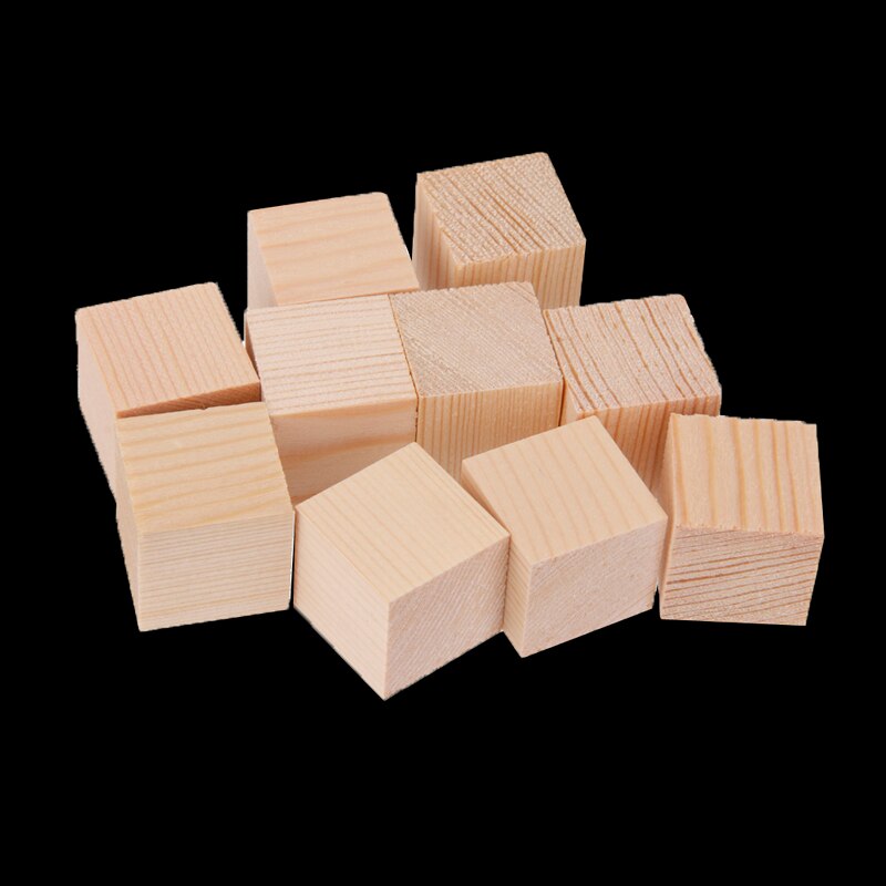 Bloques cuadrados de madera sin terminar de madera sólida Cubo de madera Mini cubos DIY artesanía en madera adorno para boda de navidad