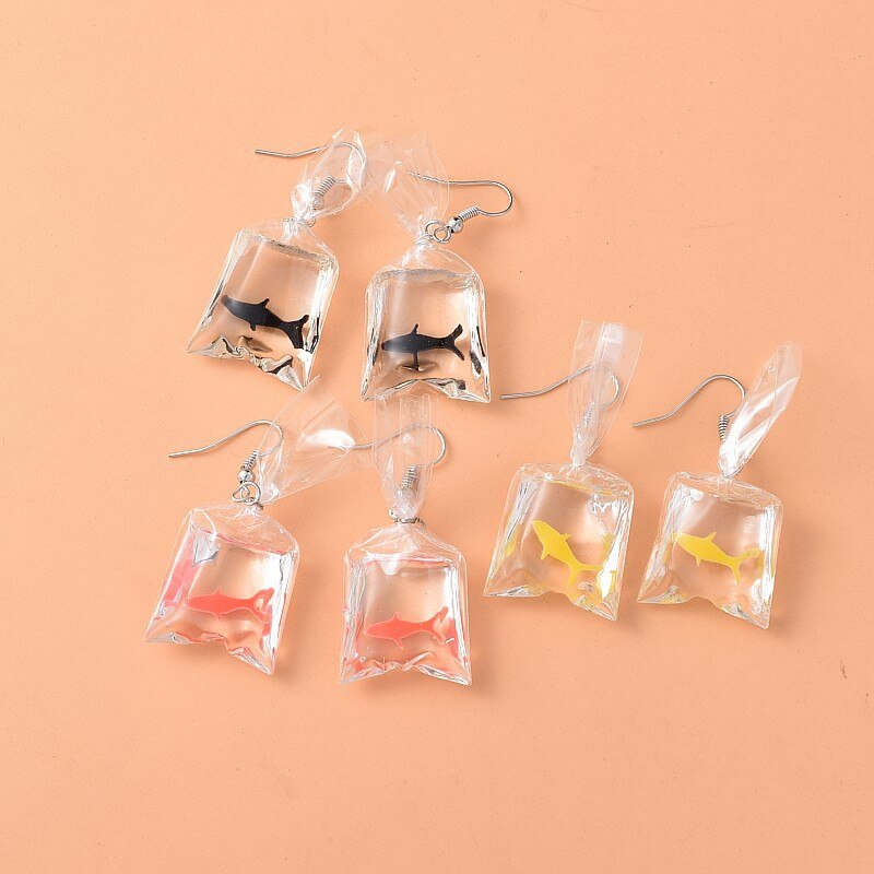 Kreative transparent Koi Fisch goldfisch Wasser Tasche Ohrringe für Frauen Mädchen Niedliche Kleine Goldfisch Baumeln Earing Schmuck Zubehör