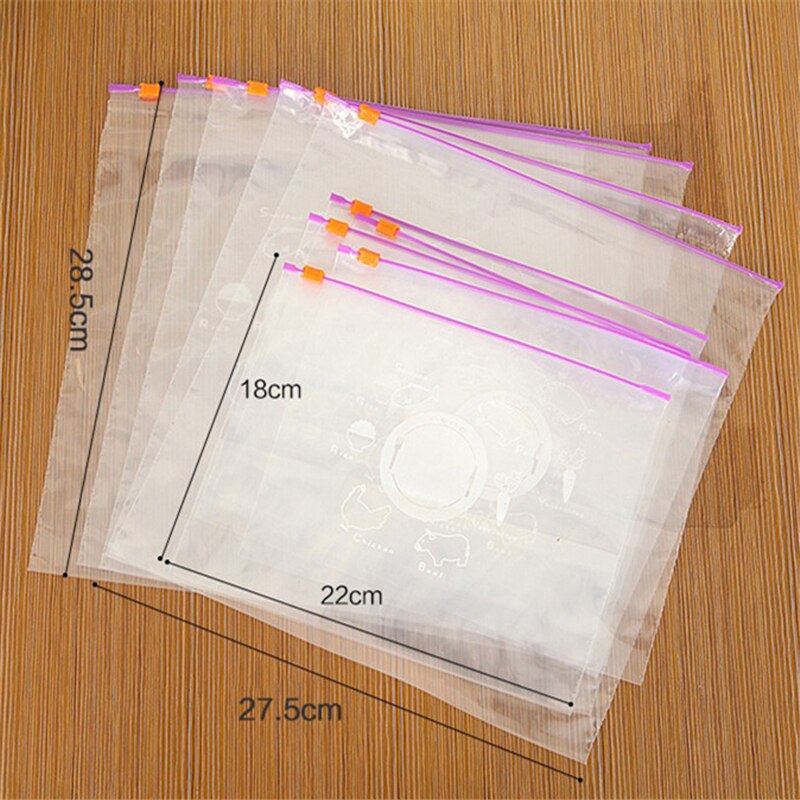10PCS Food Ziplock Bag Reusable Fresh Zipper Bags Freezing Heating Food Storage Bags Vacuum Sealed Bag Kitchen Accessories: Default Title