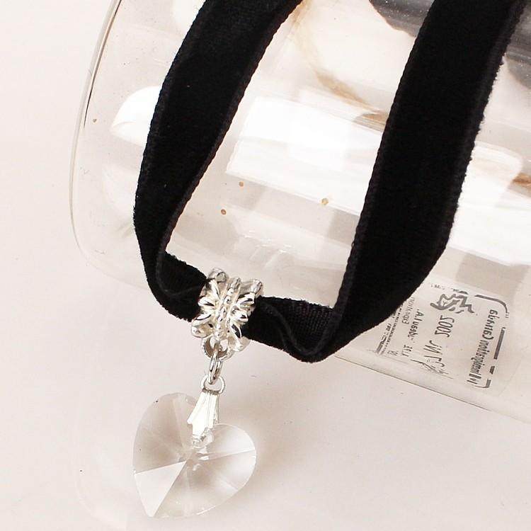 Vrouwen Fluwelen Choker Hart Kristallen Hanger Kettingen Voor Vrouwen Sieraden Vrouwelijke Zwarte Lint Ketting Party Kraag