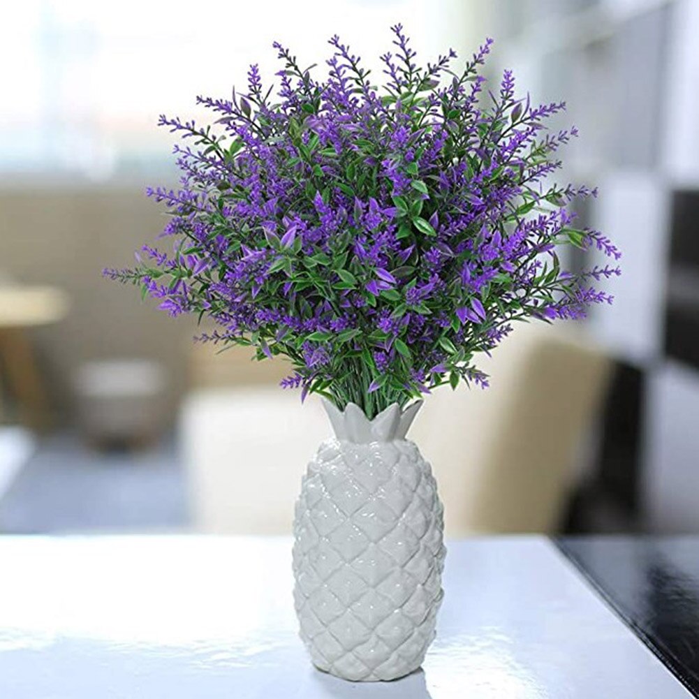 Good Healthy 6 Pcs Handmade Lavender Flowers Plants Lifelike Greenery Bushes Bouquet Home Garden Decoration