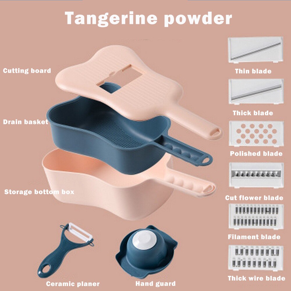 Multifunctional Grater Vegetable Slicer Cutter Slicer Potato Peeler Carrot Cheese Vegetable Guitar Kitchen Gadget Accessories: Pink