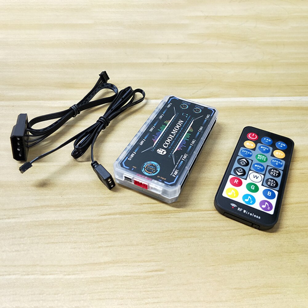 COOLMOON RGB Controller For Case LED Lighting 6Pin 5V RGB Fan 4Pin Light Stripe RF Remote Control For Computer PC Case LED Strip