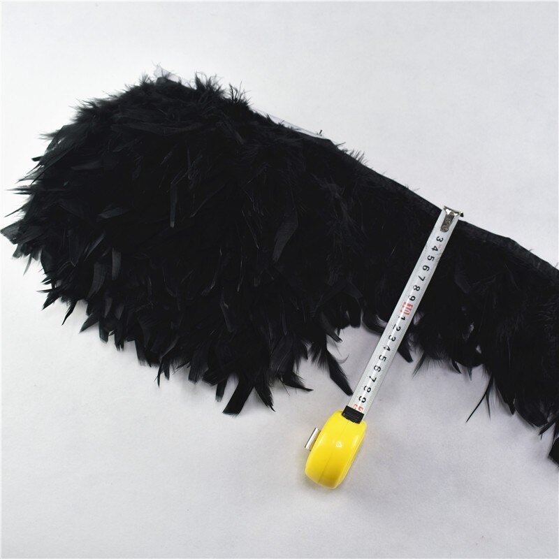 10Meter Mintgroen Mooie Turkije Veren Lint Fringe 4-6Inch Marabou Veren Trimmen Rok Jurk Versieringen party: Black