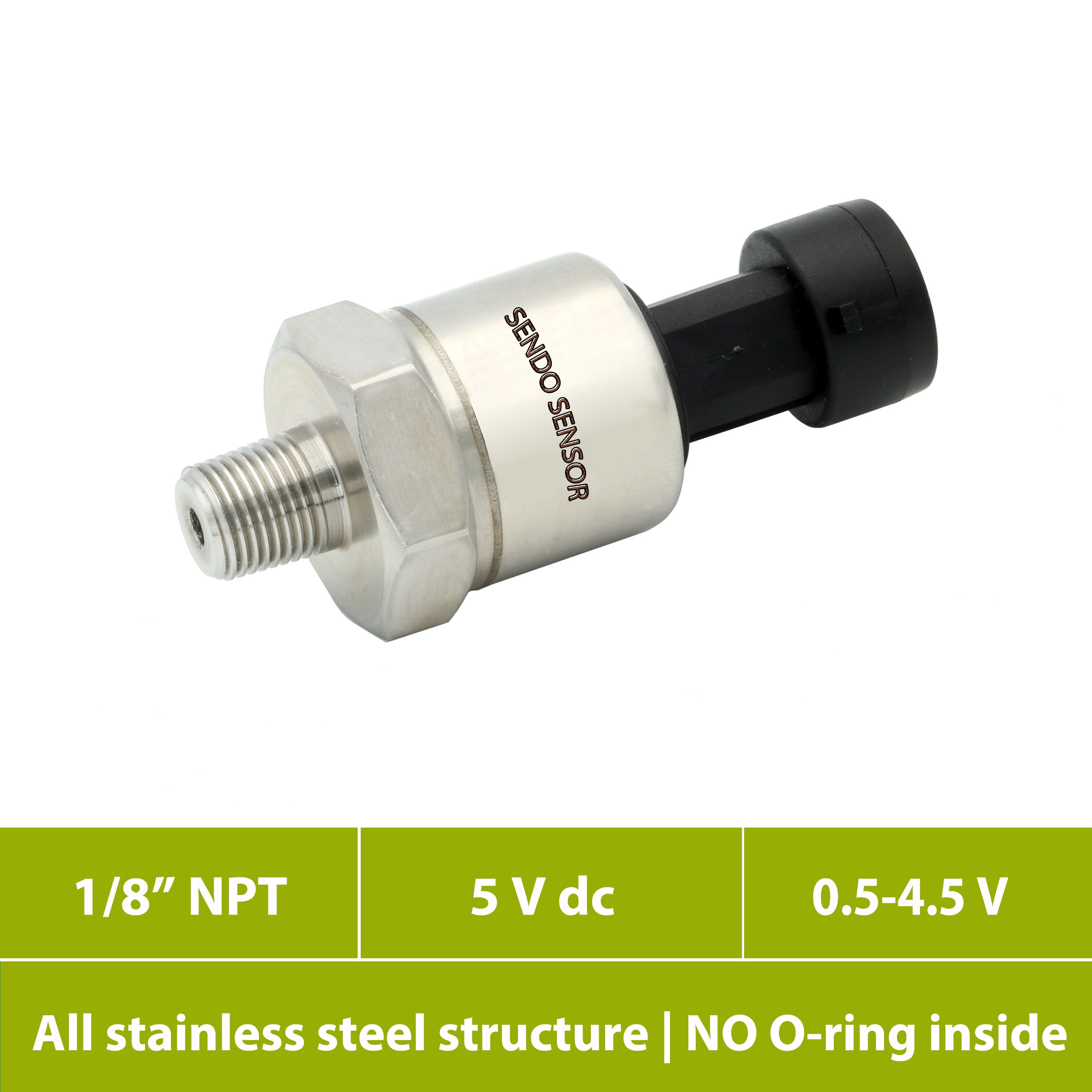 stainless steel isolated pressure sensor 5v, range 15psi, 1bar, 30psi, 2bar, 50psi, 3.5bar, 75psi, 5bar, 100psi, 7bar, ammonia