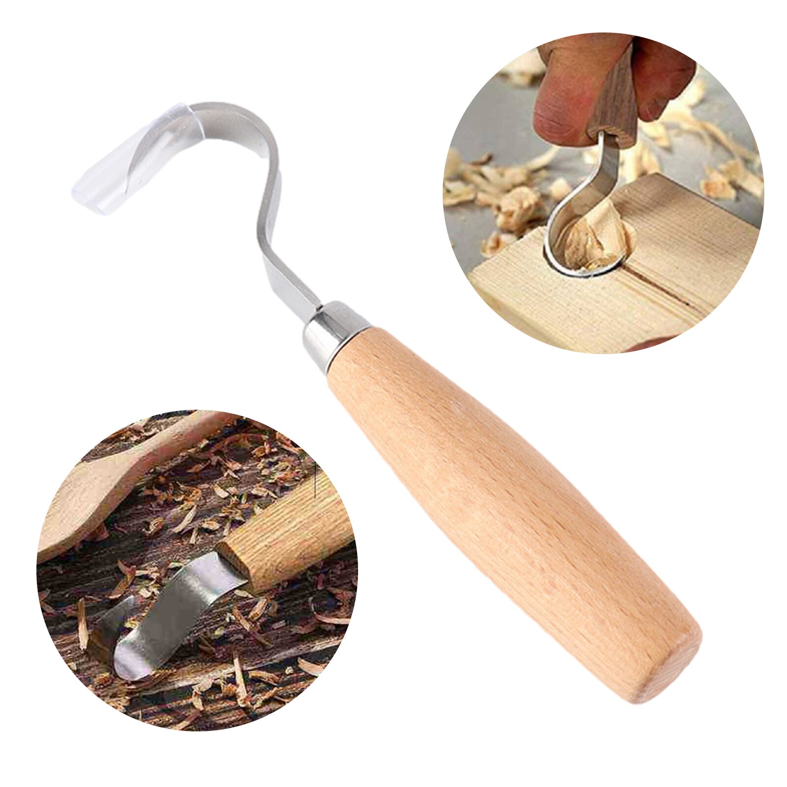 Woodworking Beech Oval Handle Scimitar Straight Knife Carving Knife Home Wood Scraper Carving Straight Knife Carving Tool