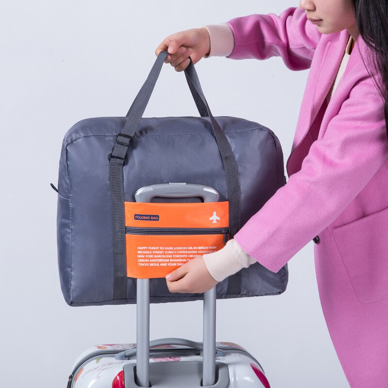 Bolsa de viaje portátil de gran capacidad, bolsa de viaje plegable de nailon, bolsa de viaje para aviones, bolsa de viaje para la noche, bolsa de lona de almacenamiento