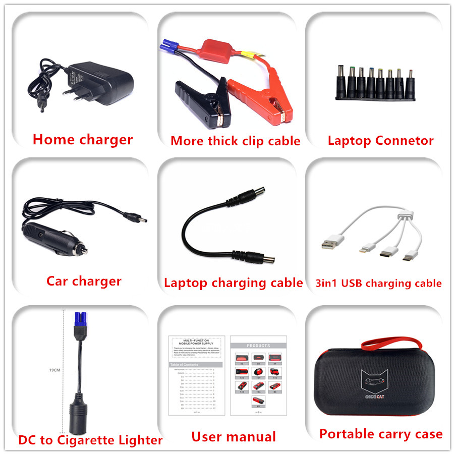 High Power 12V Auto Jump Starter Batterij booster Oplader Uitgangspunt Apparaat voor Benzine/Diesel Auto 'S Auto Starter