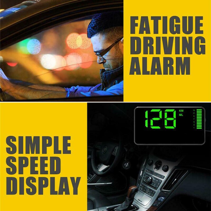 DC5V HUD Speedometer Universal Digital Display Overspeed Warning Black