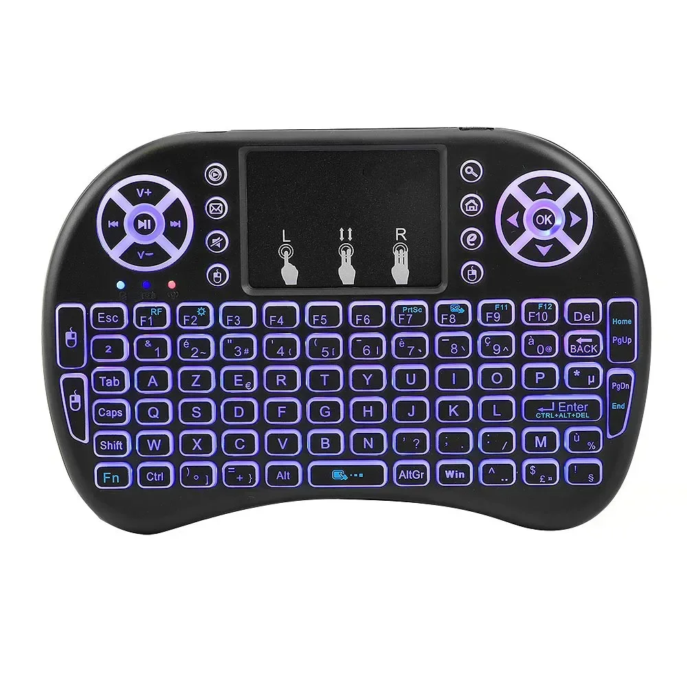 Cool Backlit I8 Mini Air Mouse 2.4G Wireless Keyboard Touchpad English Russian Spanish French Remote Control for Android