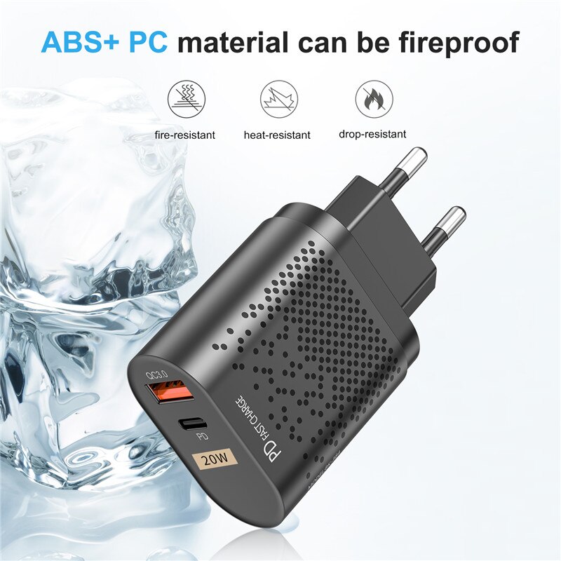 Uslion pd 20w carregador usb ue eua uk plug 3a qc 3.0 carga carregador de telefone para iphone 12 11 samsung huawei carregador de parede rápido