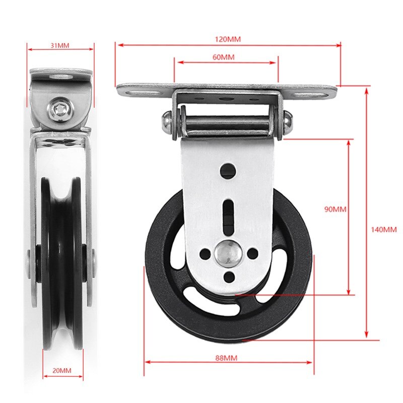 Heavy Duty Mute Lifting Pulley Wall Mount Fixed Aluminum Alloy Groove Wheel Pulley for DIY Gym Equipment Exercise Accessories