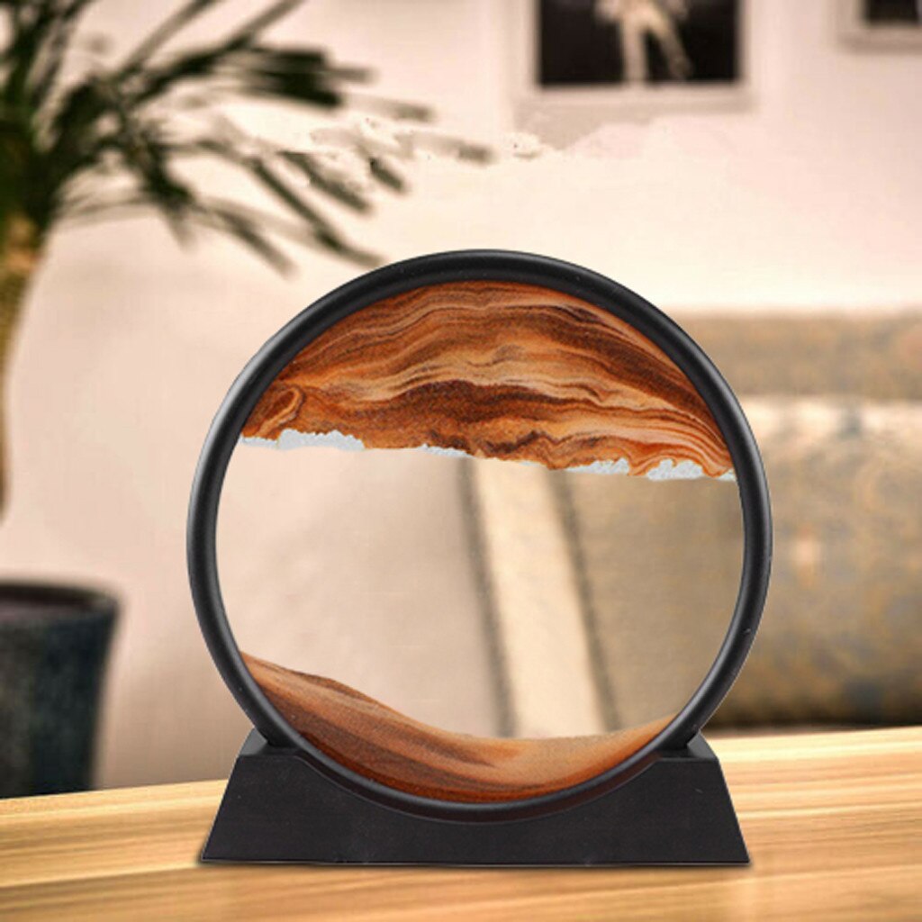 Hourglass 3D Natural Landscape Flowing Sand Picture Moving Grit Hourglass: Chocolate