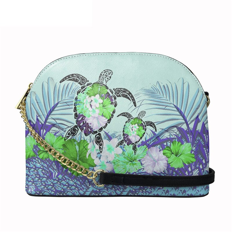 Nopersonality Polynesische Schildpad Met Hibiscus Print Vrouwen Pu Lederen Tas Brand Luxe Shell Tas Stijlvolle Schoudertas: HTBE130D49