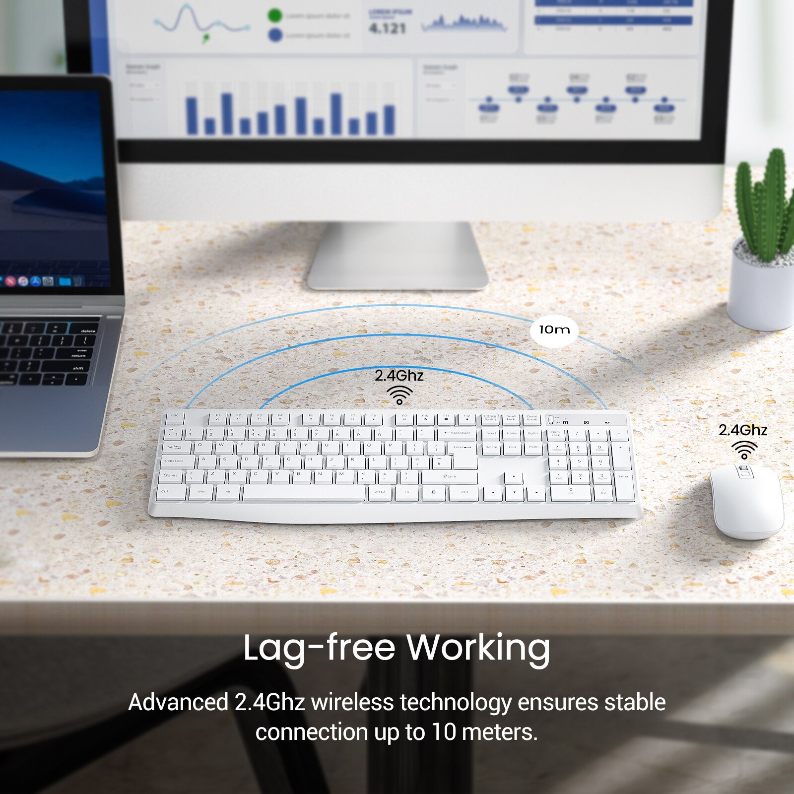 VicTsing PC230 2.4G Wireless Keyboard and Mouse 104 Keycaps Keyboard Mouse Combo Set For Notebook Laptop Mac Desktop PC Computer