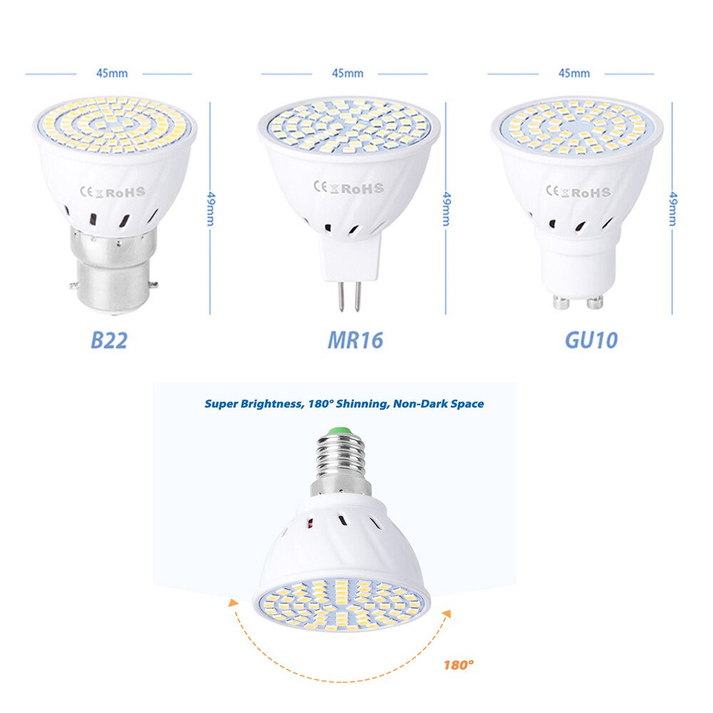 48 Leds Plant Groei Lamp B22 MR16 GU10 Volledige Spectrum 220V Hydrocultuur Groeilicht