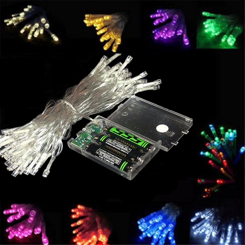 LED guirlande lumineuse pile 1M/ 2M/5M/10M noël chaîne lumière lumières/mariage/LED décoration lampe série batterie