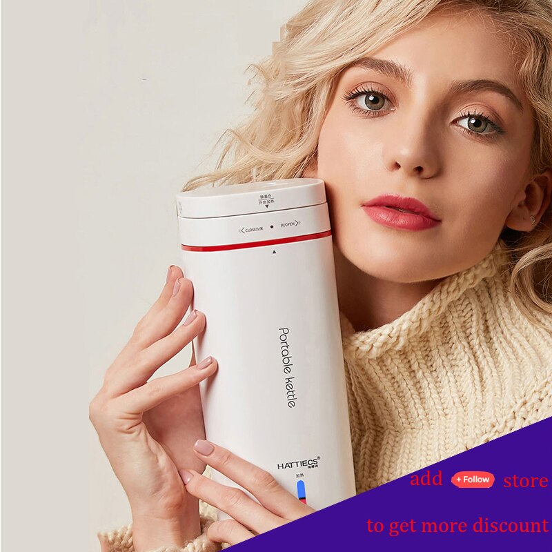 500ML Portable Fast Boiling Electric Kettle Travel Outdoor Water Bottle 304 Stainless Steel Insulable Water Boiler 220V