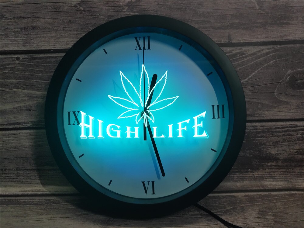 Marihuana hamp blad high life bar app rgb 5050 led neon lys skilte vægur