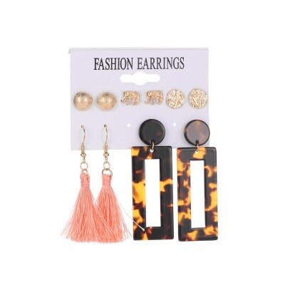 Tassel Earrings Bohemian 6 Pair Stud EarringsFor Women girl Accessories jewelry: HJ-11