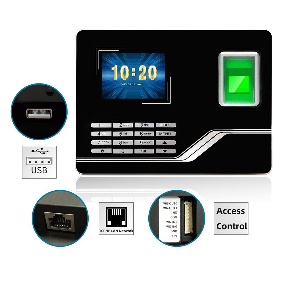 Fingerprint Attendance System TCPIP USB Password Access Control Office Employee Smart Clock Recorder Device Biometric Machine