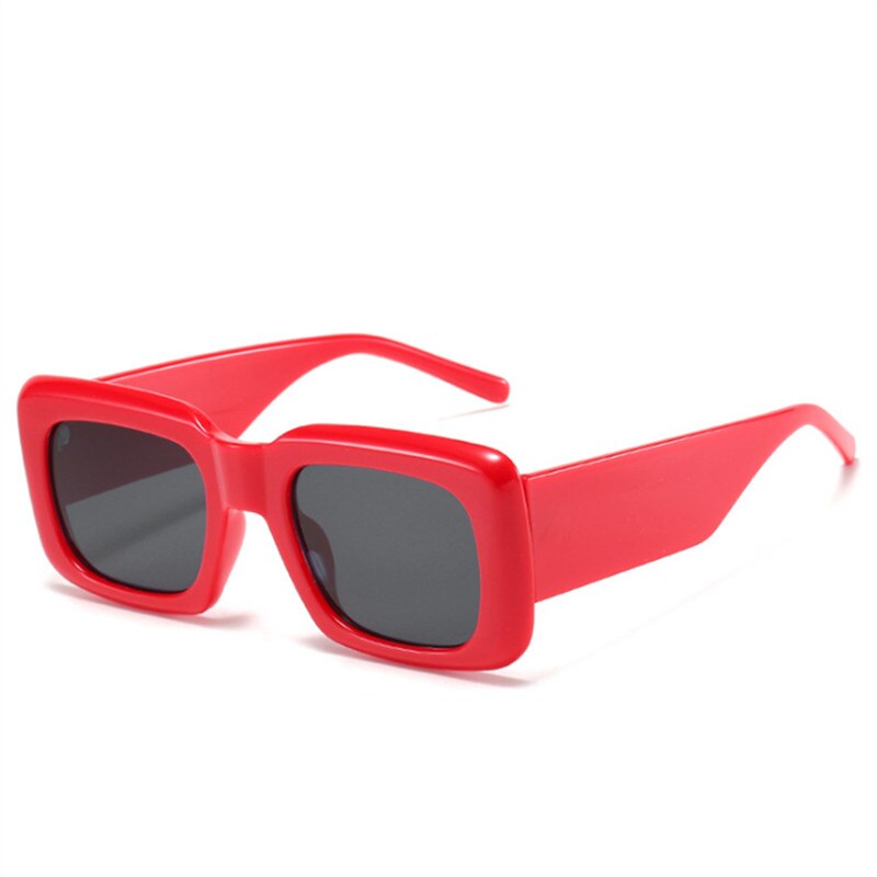 Vintage vierkante zonnebril dames heren brede poten blauwe gele zonnebril dames retro zwarte tinten spiegel  uv400 brillen: Rood