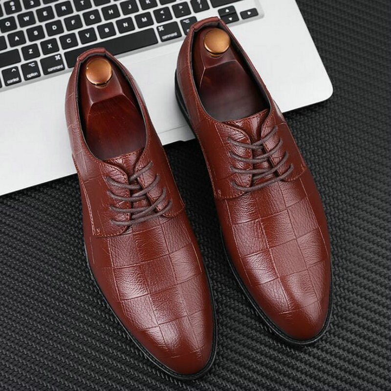 Håndlaget italiensk stil retro menn skinnkjole formell virksomhet oxfords sko herre festsko stor størrelse 38-48 vv-39z: Brun / 14
