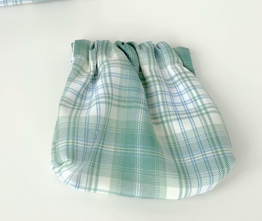 Portamonete Vintage giapponese semplice Mini Plaid retrò Plaid carino Mini custodia per ragazze borsa per donna Mini astuccio a contrasto: Green Plaid 1