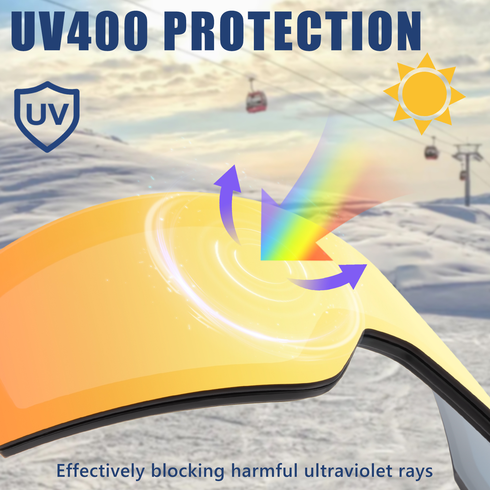 Kapvoe meekleurende skibril met magnetische anticondensglazen, beschermingsfactor  uv400, skibril voor dames en heren, wintersportbril.