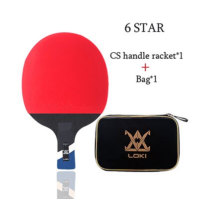 Loki 6 Ster Kleverig Tafeltennis Racket 7 Ply Carbon Blade Pingpong Bat Puistjes In Ping Pong Paddle Voor snelle Aanval: Short handle