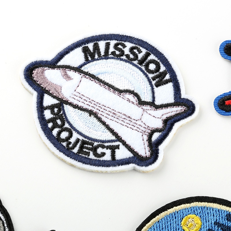 Rumskib astronaut stof klistermærker kan stryges tøj tilbehør broderi patch, tøj rygsæk gør-det-selv dekoration