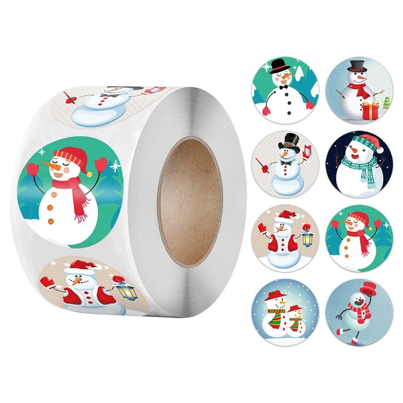 500Pcs Roll Stickers Kerst Dag Decoratie Serie Zelfklevende Etiketten