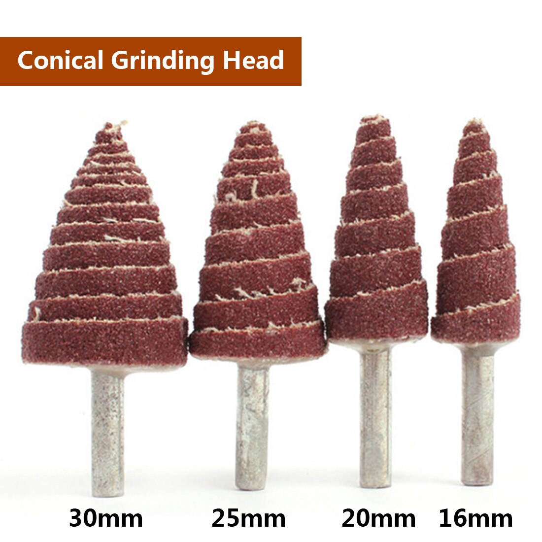 4 stk 80#  tilspidset kegle slibehoved sandpapir klaphjul polering slibeværktøj til bor dremel tilbehør 6mm skaft