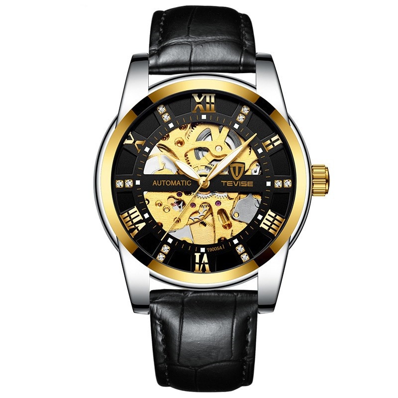 Herenhorloge zakelijk roestvrij staal waterdicht sport lichtgevend hol mechanisch horloge relogio masculino: 10