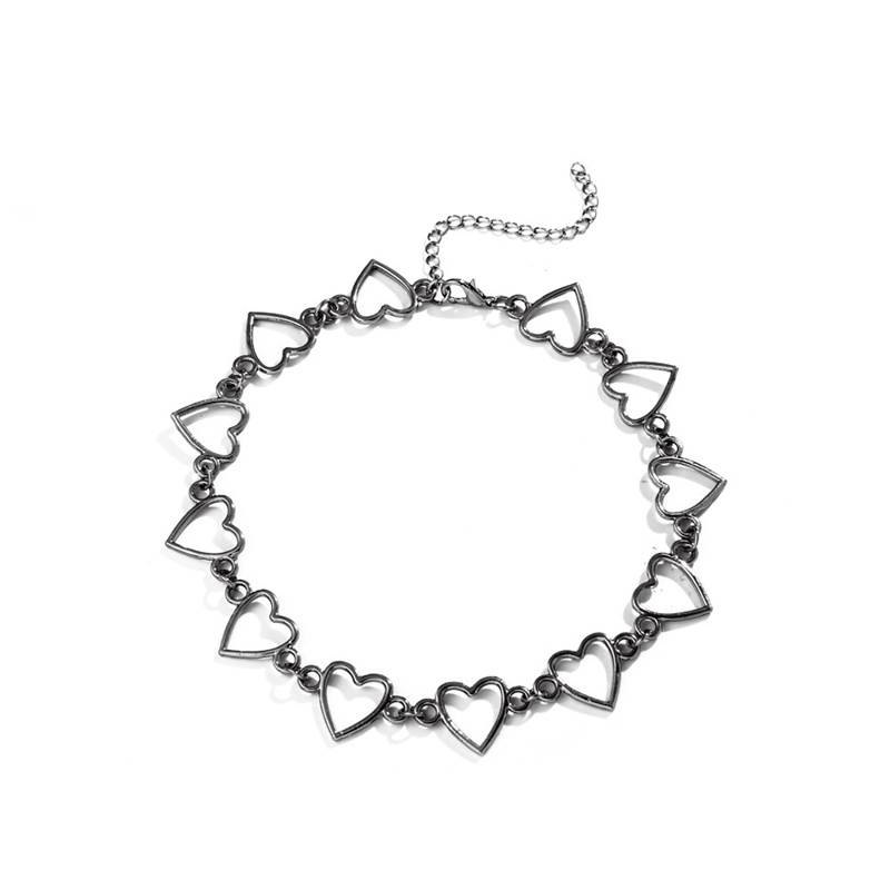 Kpop Vintage Harajuku Goth catene a cuore in metallo girocollo collane Grunge per donna Egirl Cosplay accessori estetici gioielli: D