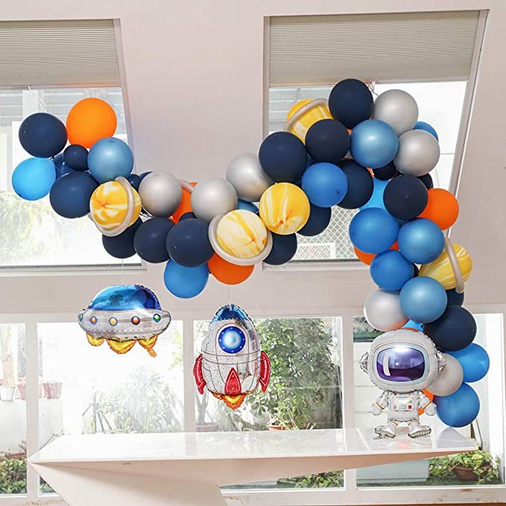 Outer Space Balloon Garland Kit 85Pcs Universe Space Planets Party UFO Rocket Astronaut Balloons Kids Birthday Party Decorations