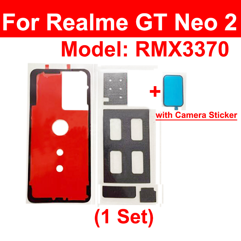 Full Set For Realme GT GT Neo 2 Neo 5 GT3 5G Back Frame Battery Cover Adhesive Camera Sticker Rear Housing Battery Cover Sticker: Transparent