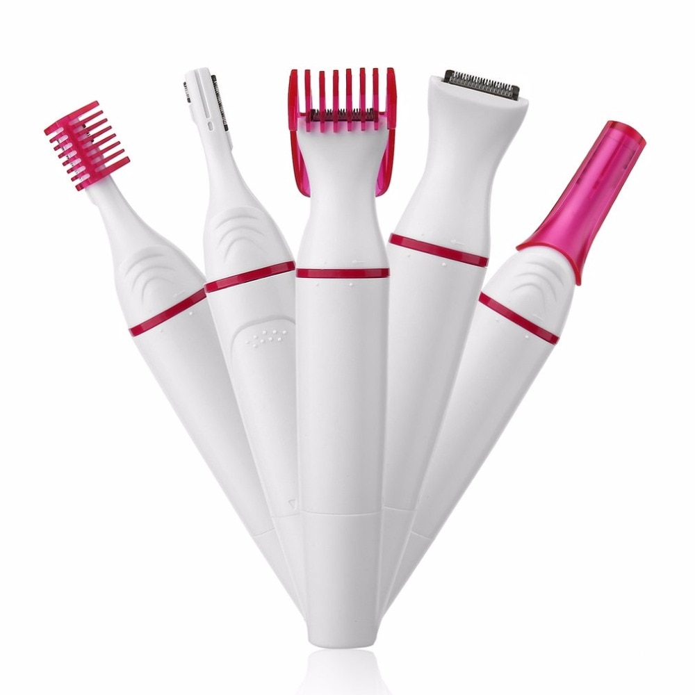 5 In 1 Vrouwen Ontharing Vrouwen Scheerapparaat Vrouwelijke Scheren Machine Elektrische Trimmer Scheermes Bikini Voor Wenkbrauw Gezicht Onderarm