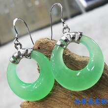 Mooie Fijne Paard Green Gem Stone Oorbellen Cirkel Maleis Vrouwen Gem Earring [Paar] Oorbellen-Sieraden