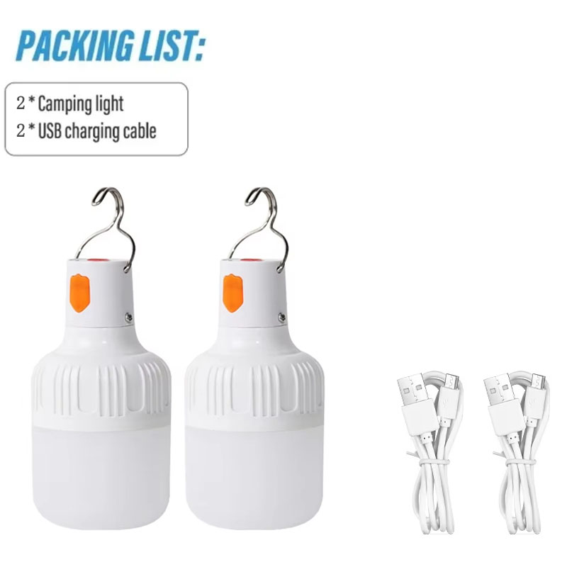 Luz de brilho portátil recarregável para acampamento, lâmpada led regulável, à prova d'água, luz noturna de emergência para barraca ao ar livre com gancho: cambiável