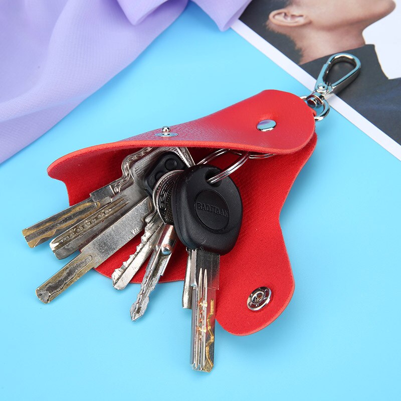 Sleutelhanger Key Holder Bag Case Draagbare Lederen Huishoudster Autosleutel Houders Unisex Wallet Cover Eenvoudige Effen Kleur Opbergtas