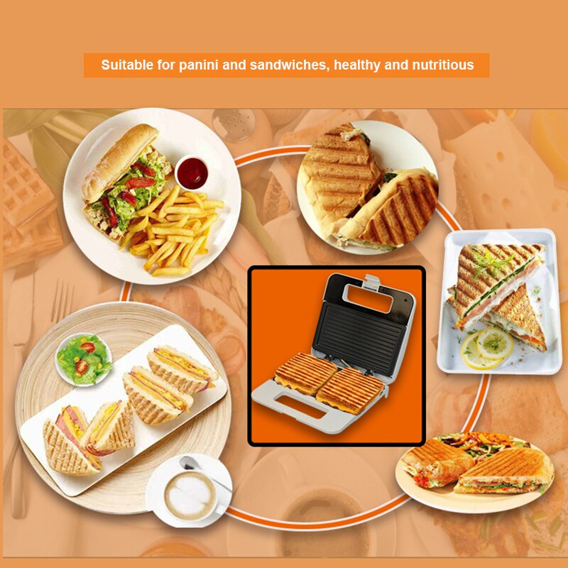 Kbxstart Elektrische Sandwich Maker Thuis Panini Ontbijt Machine 2 Stuks Van Constante Temperatuur Broodrooster non-stick Coating 220V