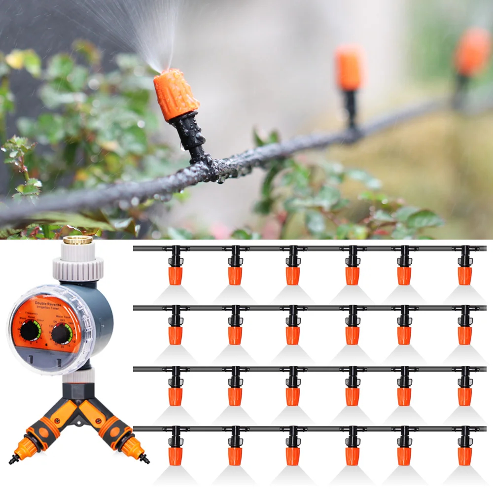 10-50m orange justerbare tågevandingssystem automatisk havevanding kølesæt 1/4 '' pvc hovedledningsslange have