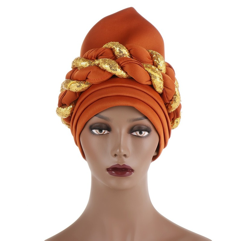 KepaHoo-Diadema de estilo africano para mujer, turbantes trenzados para la cabeza, para boda nigeriana
