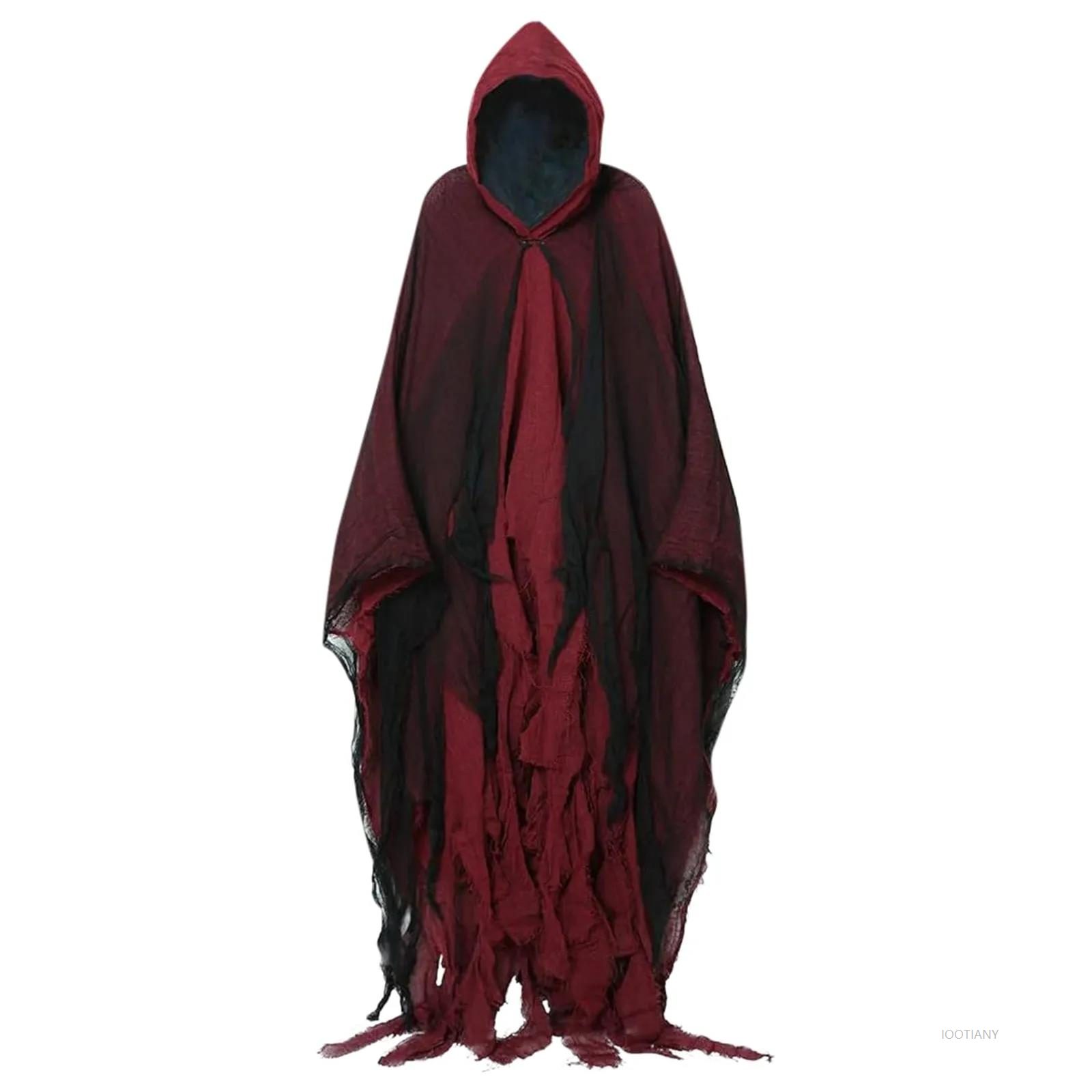 Witch Costume Halloween Adult Cloak Vampire Hooded Role Play Costume Cloak Horror Death Costume Prank Horror Costume Props