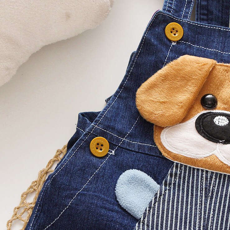 Kleinkind Baby Jungen Mädchen Overalls, Leichte Nette Cartoon Hund Sleeveless Denim Overall