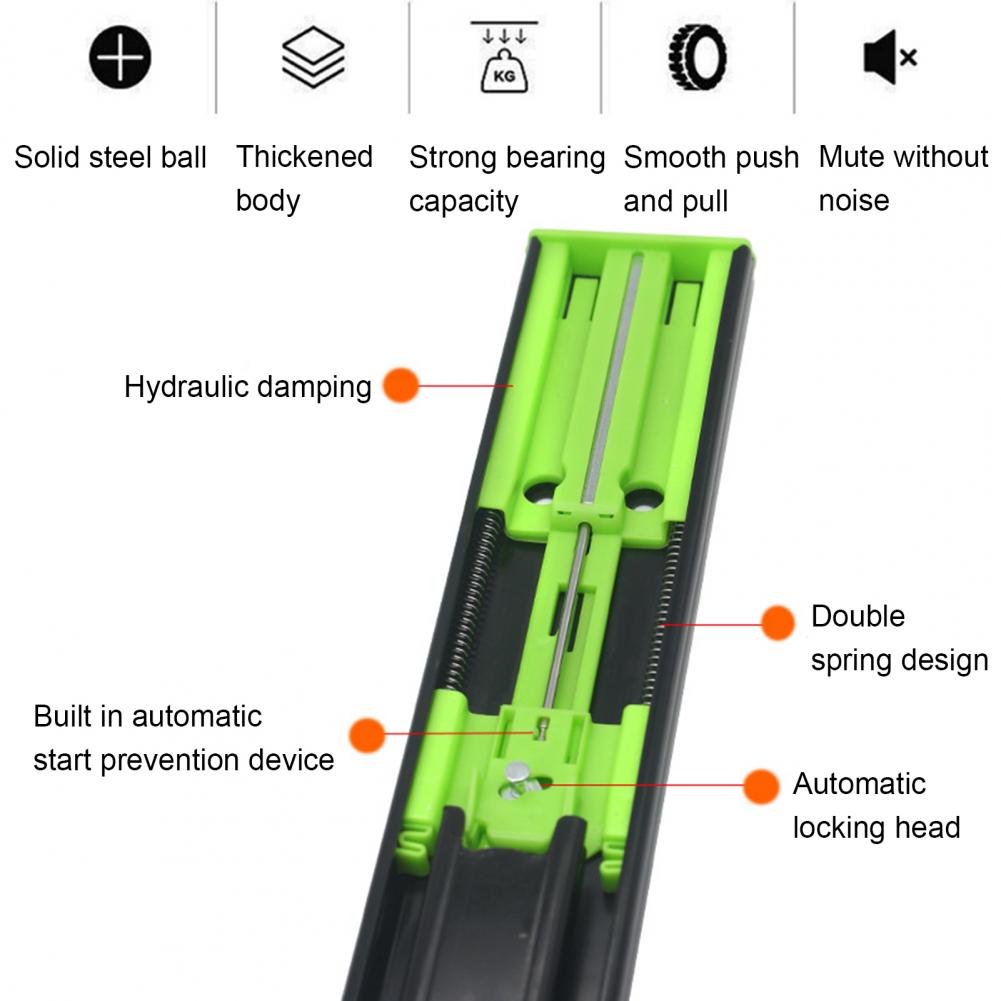 25-40cm Heavy-duty Drawer Rail Runner Noiseless Full Extension 3 Folds Soft Closing Ball Bearing Drawer Slide Runner for Cabinet