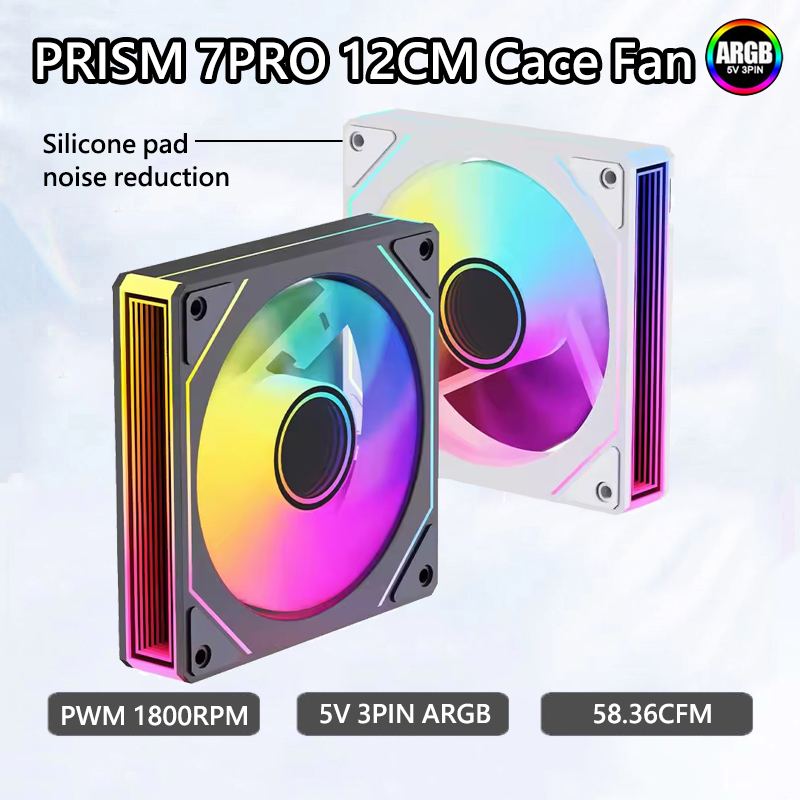 ICE Whale PRISM 7PRO 120mm ARGB Case Fan 1800RPM 4PIN PWM Ventilador de resfriamento silencioso de grande volume de ar